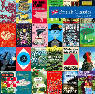 Puzzel 1000 Stukjes - Collage Boekomslagen Britse Klassiekers - Geschikt voor Volwassenen en Kinderen