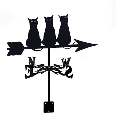 Metalen Weervaan - Windmeter Tuin - Windrichting Bepalen - Europees Ontwerp - 50 cm x 35 cm - Zwart