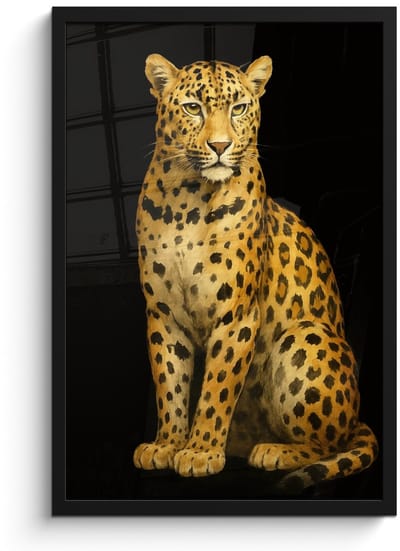 Poster in lijst - Fotolijst 40x60 cm - Posters - Panter - Realistisch - Bruin - Posterlijst zwart - Decoratie - Wanddecoratie woonkamer - Muurdecoratie slaapkamer