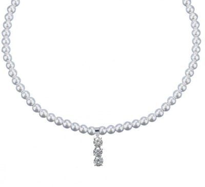 Parel ketting Pernilla -zirkonia-ivoor synthetische - Charme Bijoux