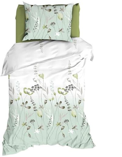 Satin d'Or Zizi Dekbedovertrek - Eenpersoons - 140x200/220 cm - Dustygreen