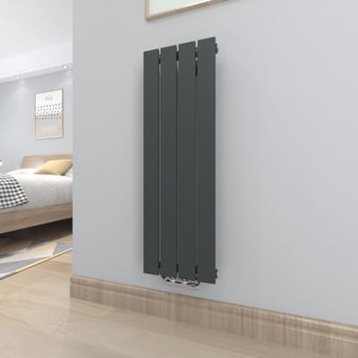 Plat Radiator 930 x 308 mm - Antraciet - Modern Paneelradiator voor Badkamer en Zijaansluiting