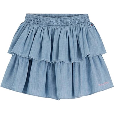 Tommy Hilfiger Girls Chambray Rara Skirt Denim Color Taglia: 12 | Gonne Outlet | Unisex | Blu