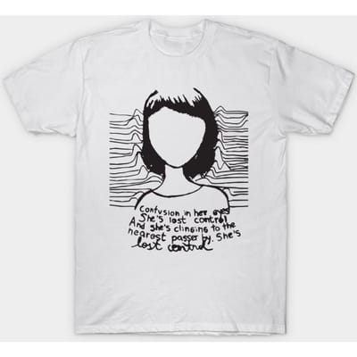 T-shirt Femme Joy Division Confusion Dans Ses Yeux Rétro Vintage H Imprimé Harajuku Kawaii T-shirt Été Manches Courtes T-shirt Femme Haut Tee S blanc
