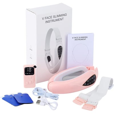 EMS Dubbele Kin V-Vorm Lift Riem Gezichtslifting Massager Gezichtsslanking Vibratie Gezichtslift Apparaat met Afstandsbediening Huidverzorging white
