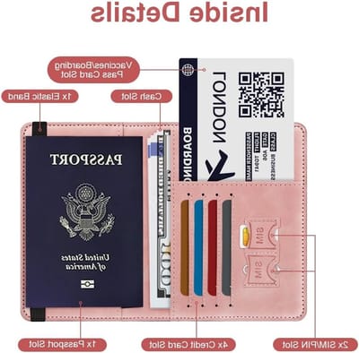 Stijlvolle RFID-blockerende paspoorthoes van PU-leer voor mannen en vrouwen - Ideaal voor reizen, beschermt paspoort en ID-kaarten, klassiek ontwerp in roze