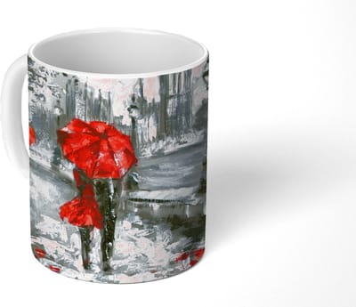 Mok - Koffiemok - Schilderij - Paraplu - Olieverf - Mokken - 350 ML - Beker - Koffiemokken - Theemok