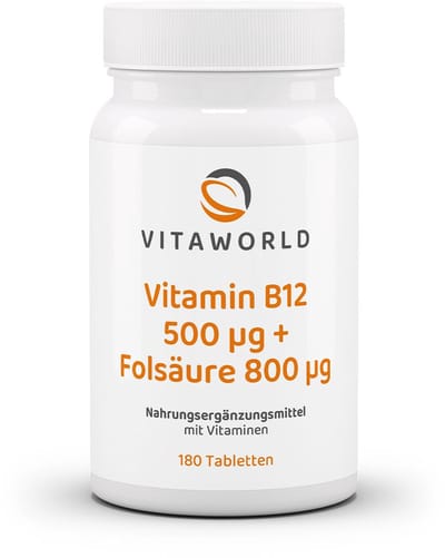 Vitaworld Vitamine B12 en foliumzuur 180 tabletten