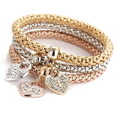 Sorprese armband - Marbella - hartje II - goud-/zilver-/rosékleurig - armband dames - 3 delig - cadeau - Model R - Cadeau