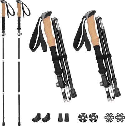 Wandelstok Opvouwbaar Nordic Walking Telescopisch Verstelbaar Aluminium 110-135 cm Kurkgreep Rubberen Buffers