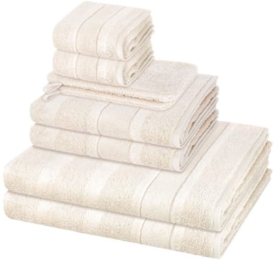 Cawö Sonstiges 2 X washandjes 2 X gasten- 2 X douche- 2 X handdoek - in set 8 pack Noblesse