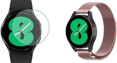 Strap-it Milanese band + Screenprotector - geschikt voor Samsung Galaxy Watch 7 40mm / Watch 6 40mm/ Watch 5 40mm /Watch 4 40mm / Watch FE - RVS Stalen band - Magnetische sluiting - roze