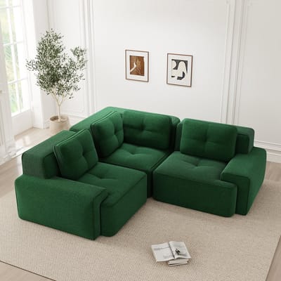 DESMIU Hoekbank 206 x 104 x 69 cm - Modulair Ontwerp Met Diepe Zitting En Antislip - Voor Woonkamer Of Kantoor - Corduroy Groen