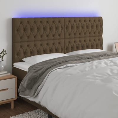 vidaXL - Hoofdbord - LED - 200x7x118/128 - cm - stof - donkerbruin