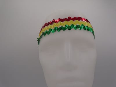 Hoofdbandje pailletten rood geel groen/Carnaval
