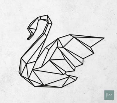 Laserfabrique Wanddecoratie - Geometrische Zwaan - Medium - Zwart - Geometrische dieren en vormen - Houten dieren - Muurdecoratie - Line art - Wall art