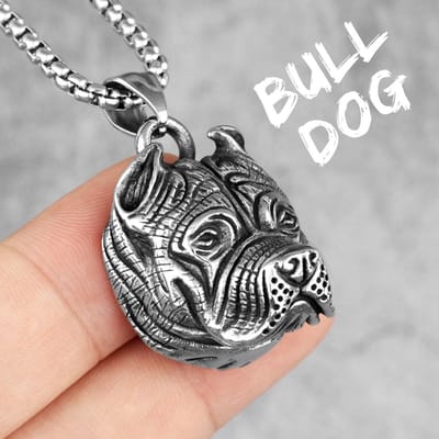 Bouledogue Animal Acier Inoxydable Colliers Pendentifs Chaîne Punk Hip Hop pour Petit Ami Bijoux Masculins Créativité Cadeau Vente en Gros 60cm gray