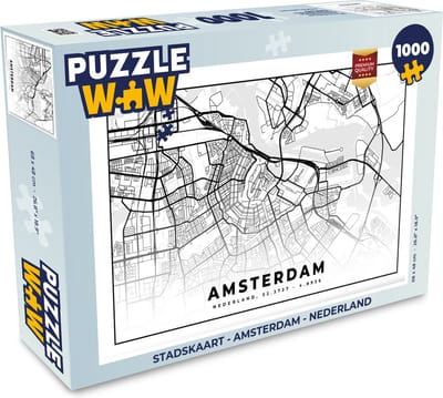 Puzzel Stadskaart - Amsterdam - Nederland - Legpuzzel - Puzzel 1000 stukjes volwassenen - Plattegrond