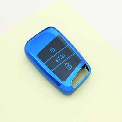 Auto Sleutelhoesje Voor Vw Volkswagen Passat B8 Magotan Skoda Superb Kodiaq A7 Afstandsbediening Auto Sleutelhoes Cover Houder Sleutelhanger Accessoires blue