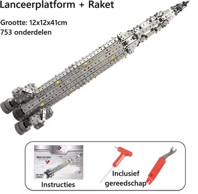 MetalMakers.nl Bouwpakket Raket met Lanceerplatform - Metalen modelbouw - 1496 onderdelen