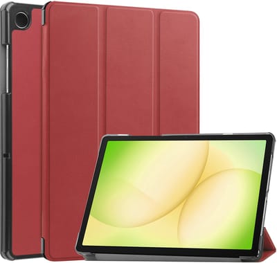 Hoes - Geschikt voor Samsung Galaxy Tab A11 Plus - Dun & Stevig - Trifold Bookcase - Hard Cover - Hardcover Book Case - Tablet Hoesje - Donkerrood