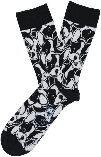 Tintl socks unisex sokken | Black & white - Frenchie (maat 36-40)
