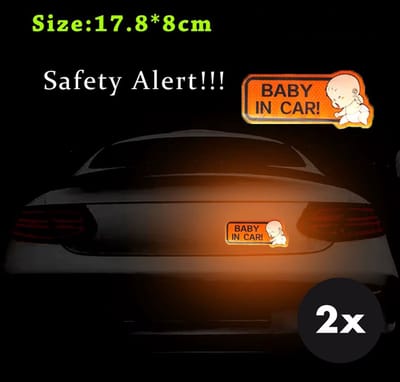 Actie4you® - Autosticker - Baby in Car – Baby on board – Baby sticker – 18CM x8CM - Reflecterend – 2 Stuks - Oranje