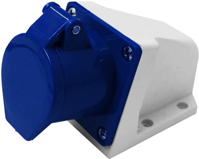 Industriële Socket - Wandcontactdoos Hoek - Stroom Aansluiten - Robuust Ontwerp - 32 A - Blauw