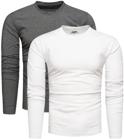 Recea - Longsleeve Set - Grafiet en Wit - XL - Klassieke Pasvorm