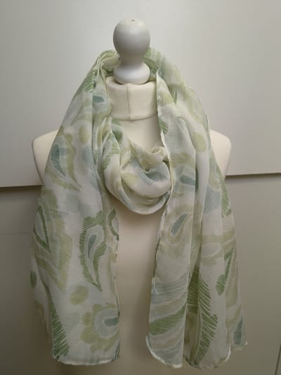 Lange dames sjaal Norah-paisleymotief-groen wit celadon lime lichtgroen