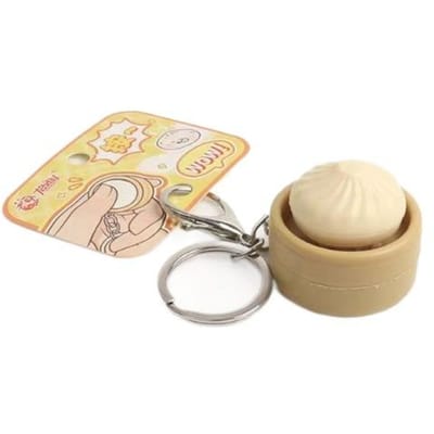 Simulatie Broodje Toetsenbord Klikker Sleutelhanger Mini Gestoomd Broodje Fidget Speelgoed Stressverlichting Decompressie Cadeau