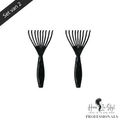 Haar in Stijl® 2 Kamreinigers Zwart - Borstel - Ontpluizer