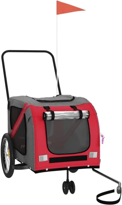 Hondenfietskar - Dierenkar - Dieren Vervoeren - Robuust Frame - 134 x 68 x 72 cm - Rood Grijs