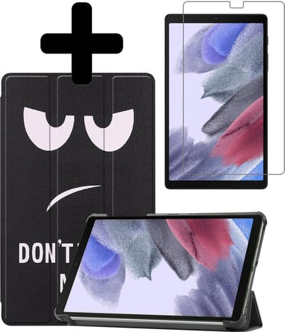 Hoesje - Geschikt voor Samsung Galaxy Tab A7 Lite - Met Screenprotector - Hardcover Book Case - Trifold Bookcase Hoes - Hard Cover - Tablethoes - Don't Touch Me