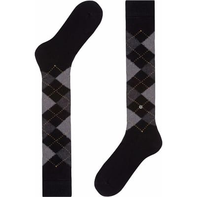 Burlington Whitby lang gedessineerd materiaal kniekousen dames zwart - maat 36-41