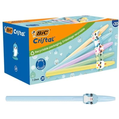 Balpen bic cristal dierenfiguren assorti
