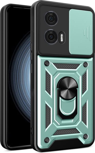 Coverup Hoesje - Geschikt voor Motorola Edge 50 Fusion Hoesje - Coverup Armor Ring Kickstand Back Cover met Camera Shield - Mintgroen