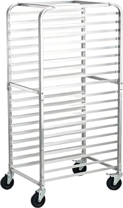 Mobiele Koeltrolley - Voor keuken en restaurant - Bakkerijrek met afsluitbare zwenkwielen voor brood, pizza en koekjes - Aluminium - Zilver-20-Tier