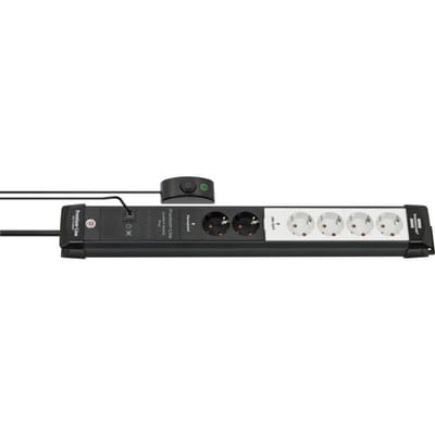 Premium-Line Comfort Switch Plus stekkerdoos 6-voudig zwart/lichtgrijs 3m H05VV-F 3G1,5 2 x permanente, 4 x schakelbare