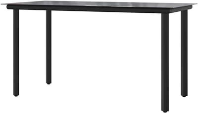 Grote tuintafel - Eettafel buiten - Buiten dineren - Gehard glasblad - 200x100 cm - Zwart