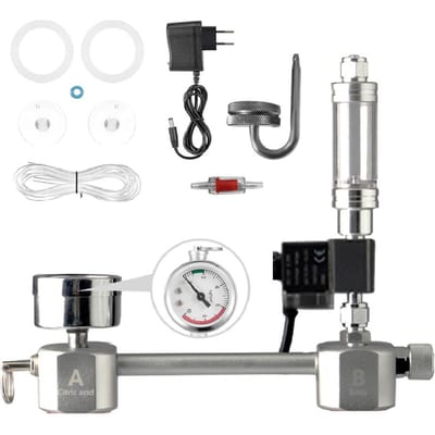 Kit de système de générateur de CO2 pour Aquarium, bricolage, système de générateur de CO2 avec électrovanne, diffuseur de bulles EU plug gray