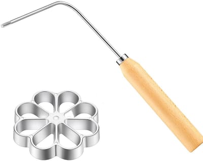 Wafelvorm - Bakvorm - Zelf Wafels Maken - Houten Handvat - 27 cm - Zilver