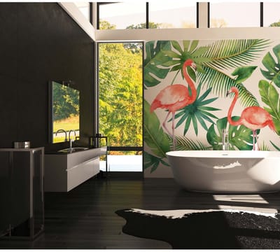 Fotobehang Flamingo1 DD116612 A.S. Création Greenery Groen Roze Vlies 260 x 260 cm (2 Teile) Fotobehang online webshop