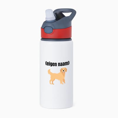 Hacebo® - hond met eigen naam waterfles met rietje rood - Honden - honden liefhebbers - iemand die houdt van honden - verjaardag - cadeau - kado - water fles - 650ML