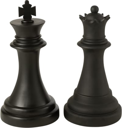 J-Line decoratie Schaakstuk Koningin - polyresin - zwart