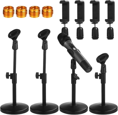 Microfoonstandaard Set - Desktop Microfoonhouder - Opnemen en Streamen - Verstelbare Hoogte - 4 Stuks - Zwart