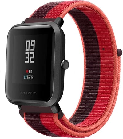 Nylon bandje geschikt voor Xiaomi Amazfit Bip / GTS / GTS 2 / GTS 3 / GTS 4 - Mini / Bip Lite / Bip U / Bip U Pro - Cherry Magenta - Rood