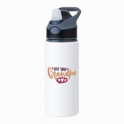 Hacebo® - I love you grandpa waterfles met rietje zwart - Opa - opa - cadeautje - kado - verjaardag - geschenk - water fles - 650ML