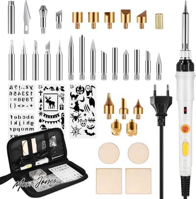Mrs. Jones Brandmalerei Lötkolben Set SREMTCH Brandmalkolben Set40 pcs Lötset Einstellbare Temperatur 200-450°C für Holz Leder Gravieren DLY Kunst Schweißen Skulptur Holzbrandmalerei .