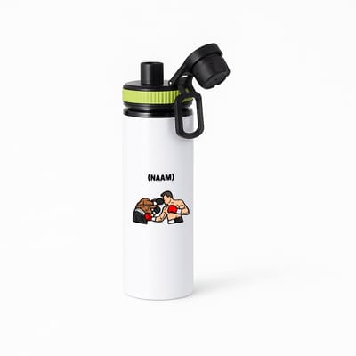 Hacebo® - Boksen met eigen naam waterfles met draaidop groen - Sport - Bokser - Vechtsport - water fles - 850ML
